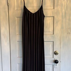 Roxy Black and beige Striped Midi Dress xl
